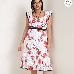 Eloquii Plus size white and red floral dress